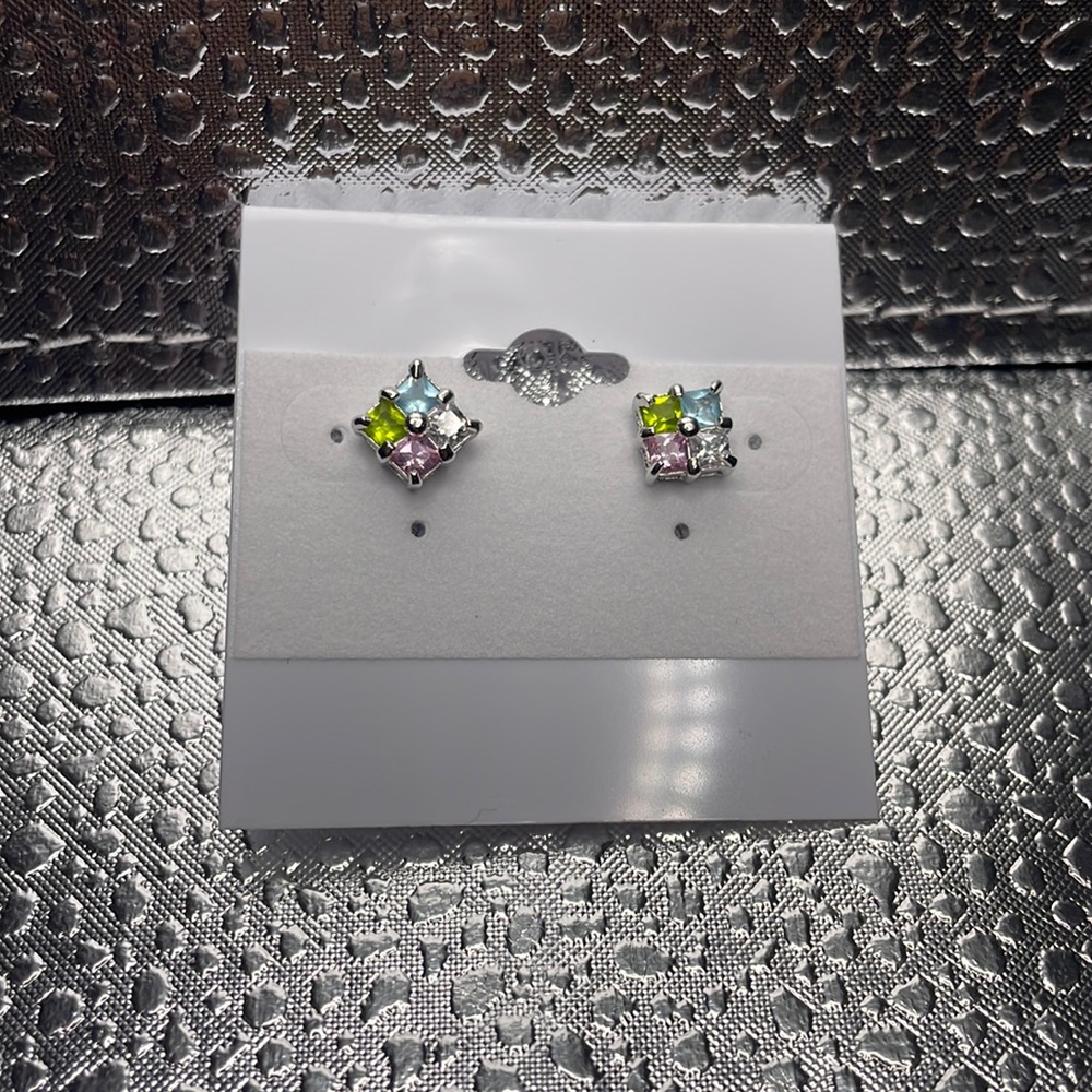 CZ Square Color Studs